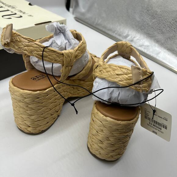 a.n.a Womens Merlin Wedge Sandals Brown Natural Size 9.5M - Picture 7 of 13